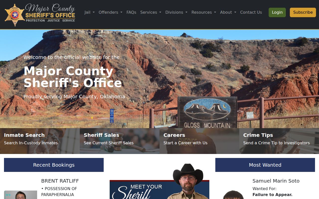 Major County official recent booking and public safety context